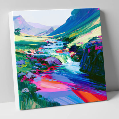 Vivid Fellside Beck Waterfall lake district waterfall canvas wall art