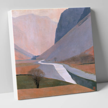 Winding River Beneath Slate Fells lake district waterfall canvas wall art