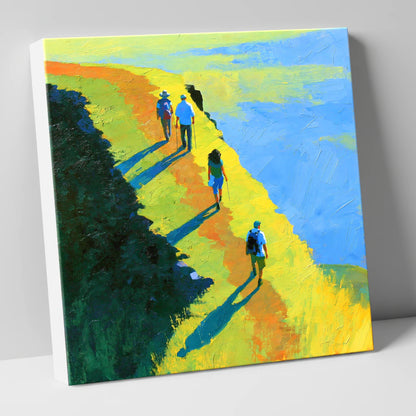 Fell Walkers on a Sunlit Ridge lake district fell canvas wall art