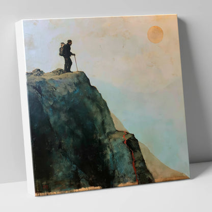 Striding Edge Silhouette and Golden Sun lake district walking canvas wall art