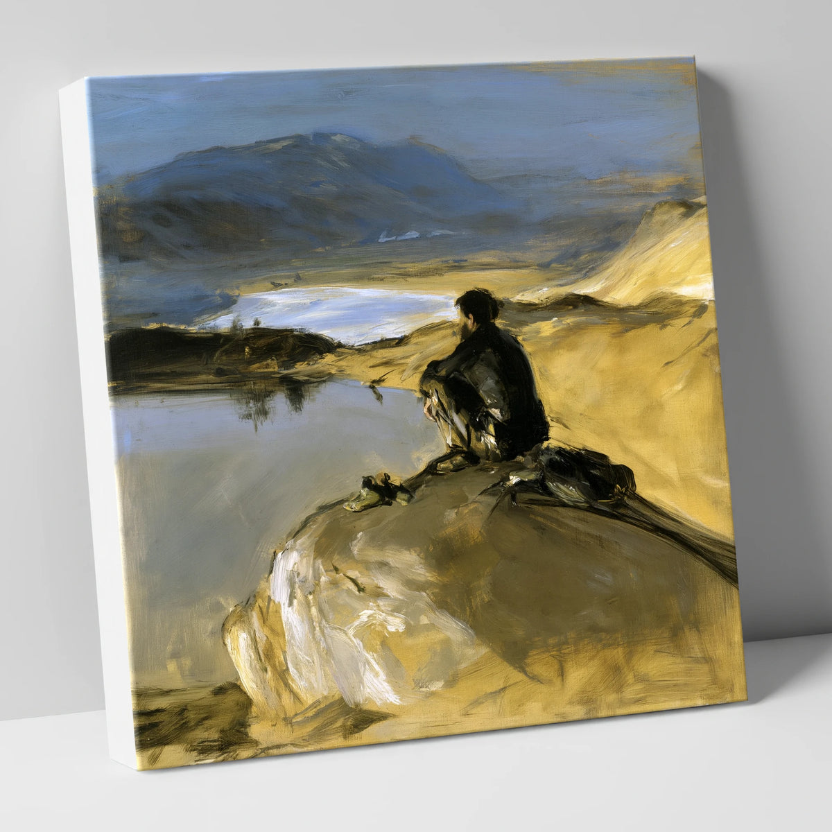 Innominate Tarn Walker in Shadow lake district fell canvas wall art