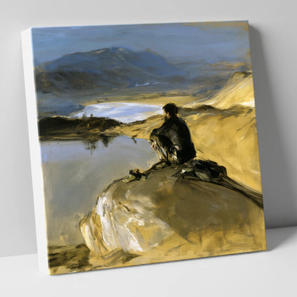 Innominate Tarn Walker in Shadow lake district fell canvas wall art