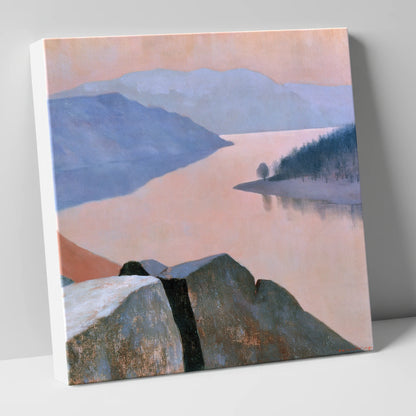 Ullswater in Soft Peach Light lake district lake canvas wall art