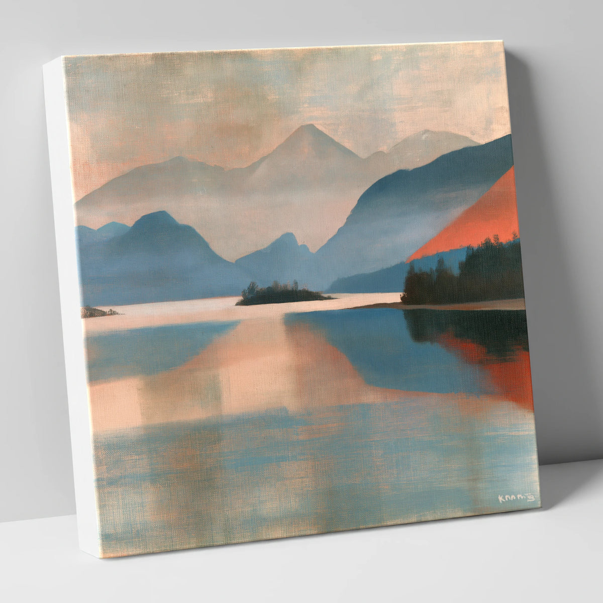 Terracotta Sunset on Derwentwater lake district lake canvas wall art