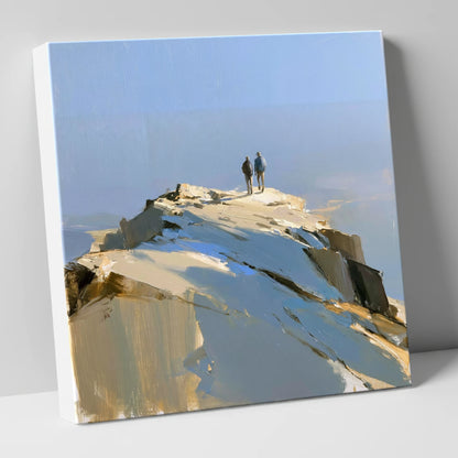 Hikers on the Sunlit Summit lake district fell canvas wall art