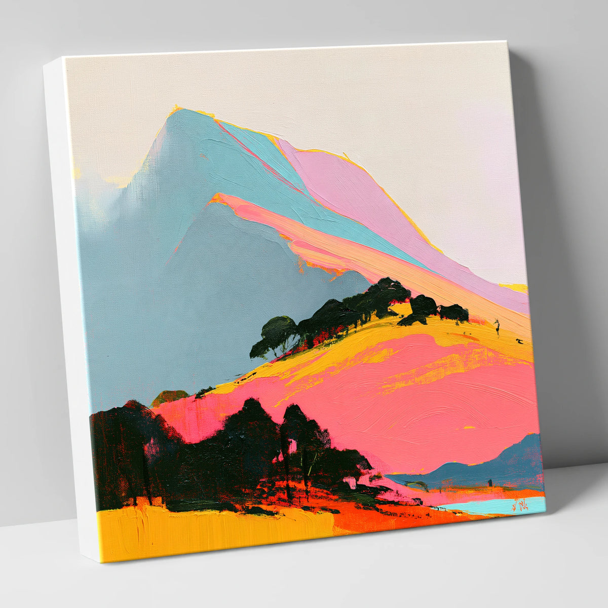 Vibrant Pink Mountain Ridge lake district fell canvas wall art