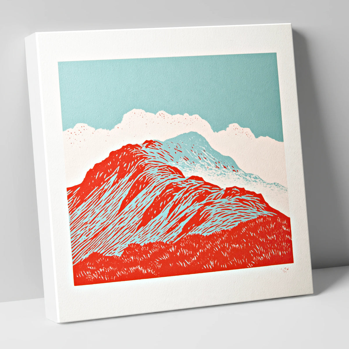 Graphic Red Fell Ridge lake district fell canvas wall art