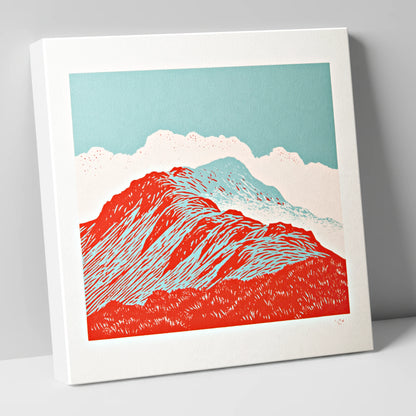 Graphic Red Fell Ridge lake district fell canvas wall art