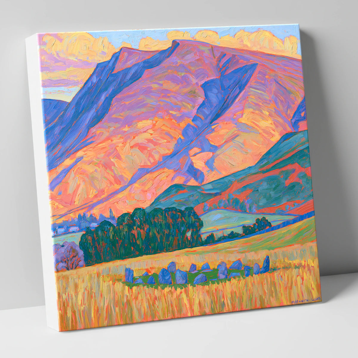 Vibrant Blencathra and Standing Stones lake district fell canvas wall art