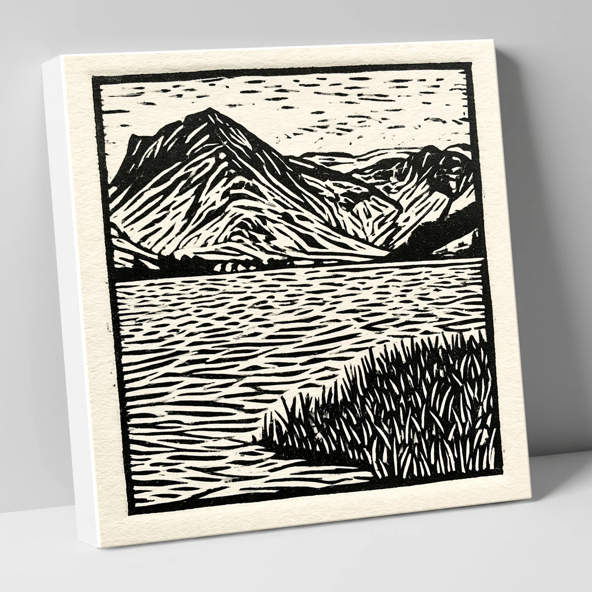 Monochrome Buttermere and Fells lake district lake canvas wall art