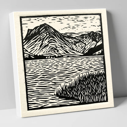 Monochrome Buttermere and Fells lake district lake canvas wall art