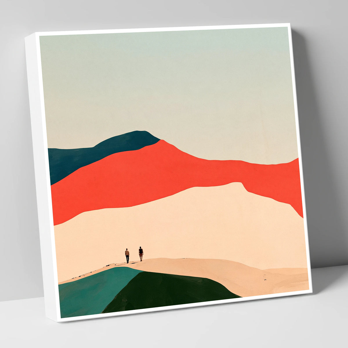 Hikers on a Graphic Fell Ridge lake district fell canvas wall art