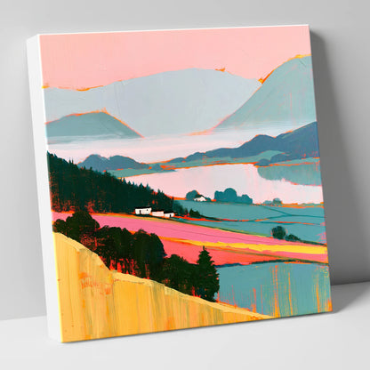 Pink Morning Valley Mist lake district sky canvas wall art