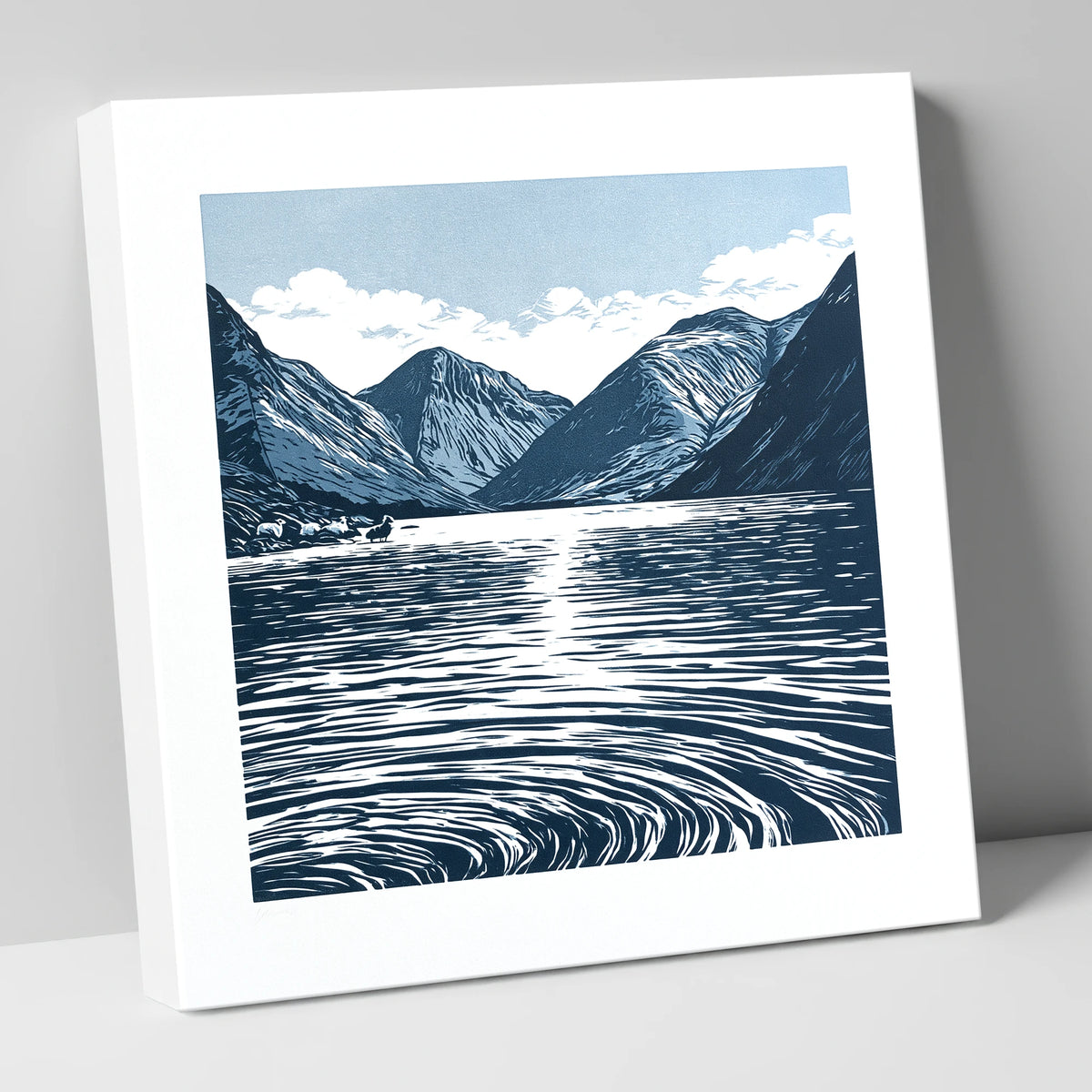 Wastwater Fells in Deep Navy lake district lake canvas wall art