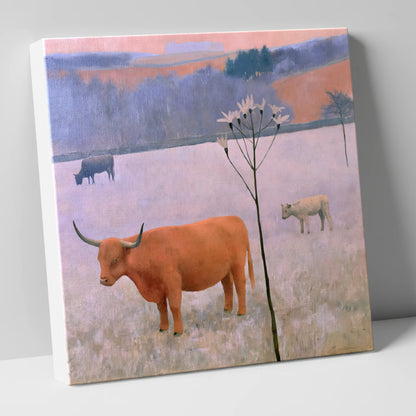 Highland Cattle on Frosted Fells lake district wildlife canvas wall art