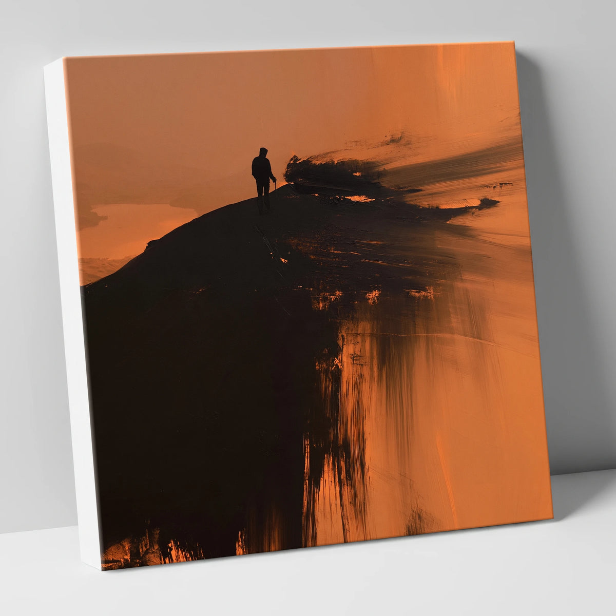 Silhouetted Walker on Skiddaw Ridge lake district fell canvas wall art
