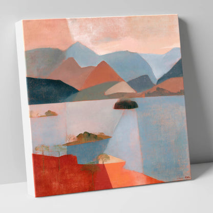 Catbells and Derwentwater in Terracotta lake district lake canvas wall art