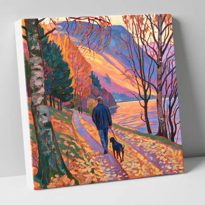Autumn Dog Walk at Glenridding gifts for dog walkers canvas wall art