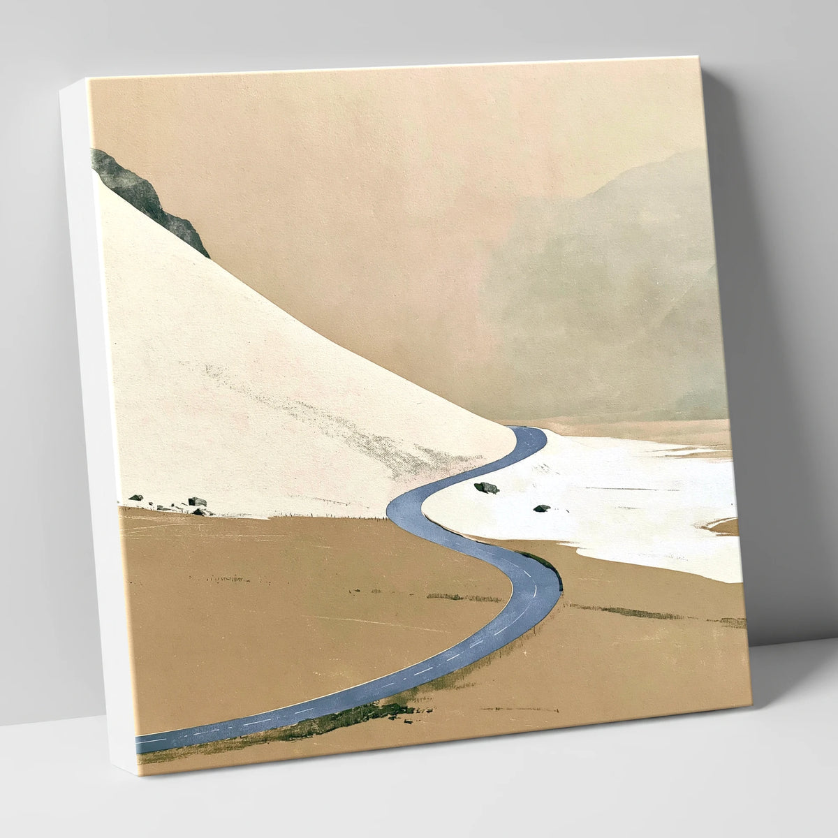 Winter Road through High Fells lake district valley canvas wall art