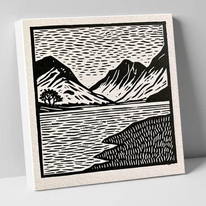 Black and White Buttermere Fells lake district lake canvas wall art
