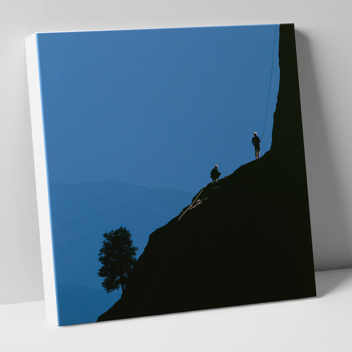 Midnight Blue Crag Ascent Silhouette lake district walking canvas wall art