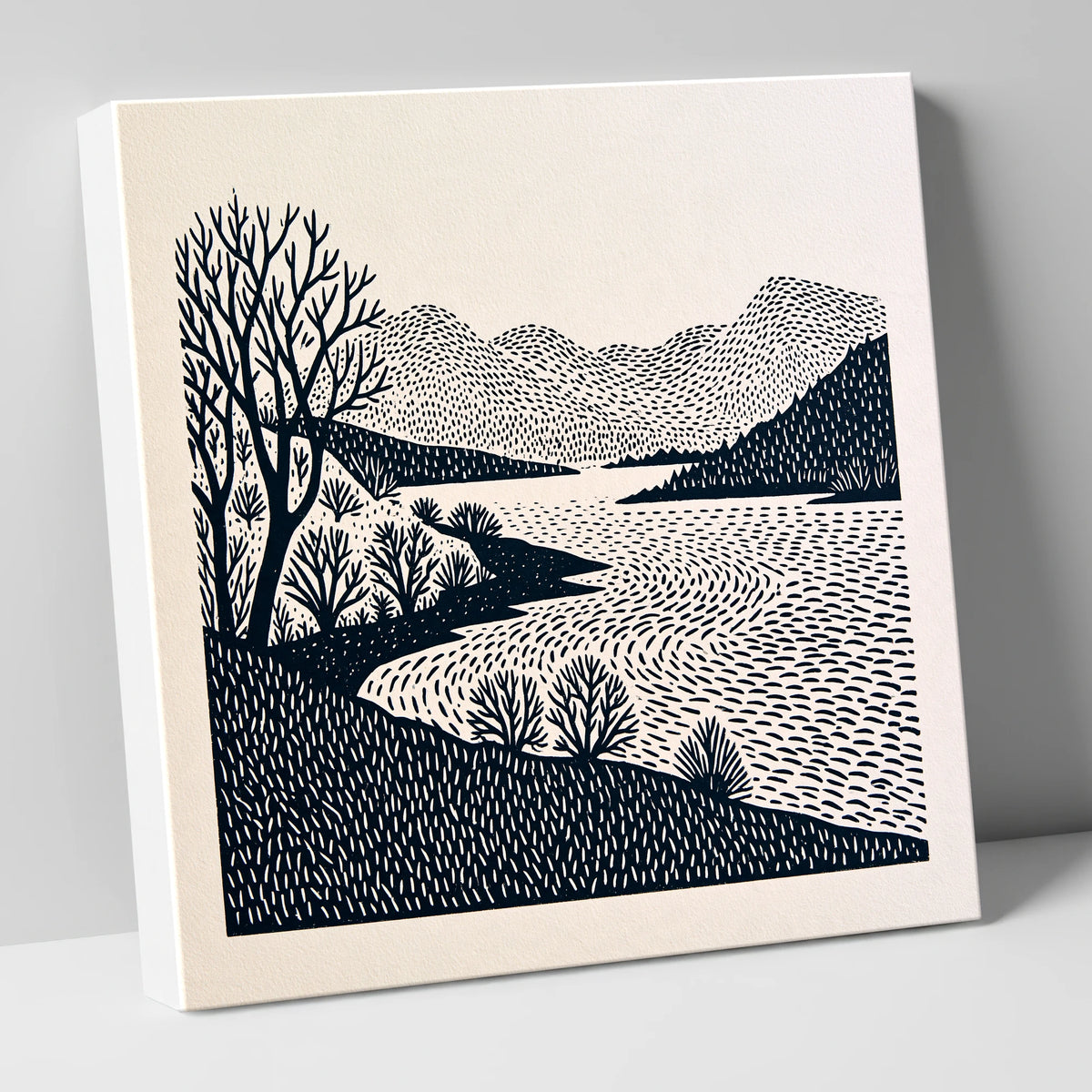 Stark Trees at Coniston Water lake district lake canvas wall art