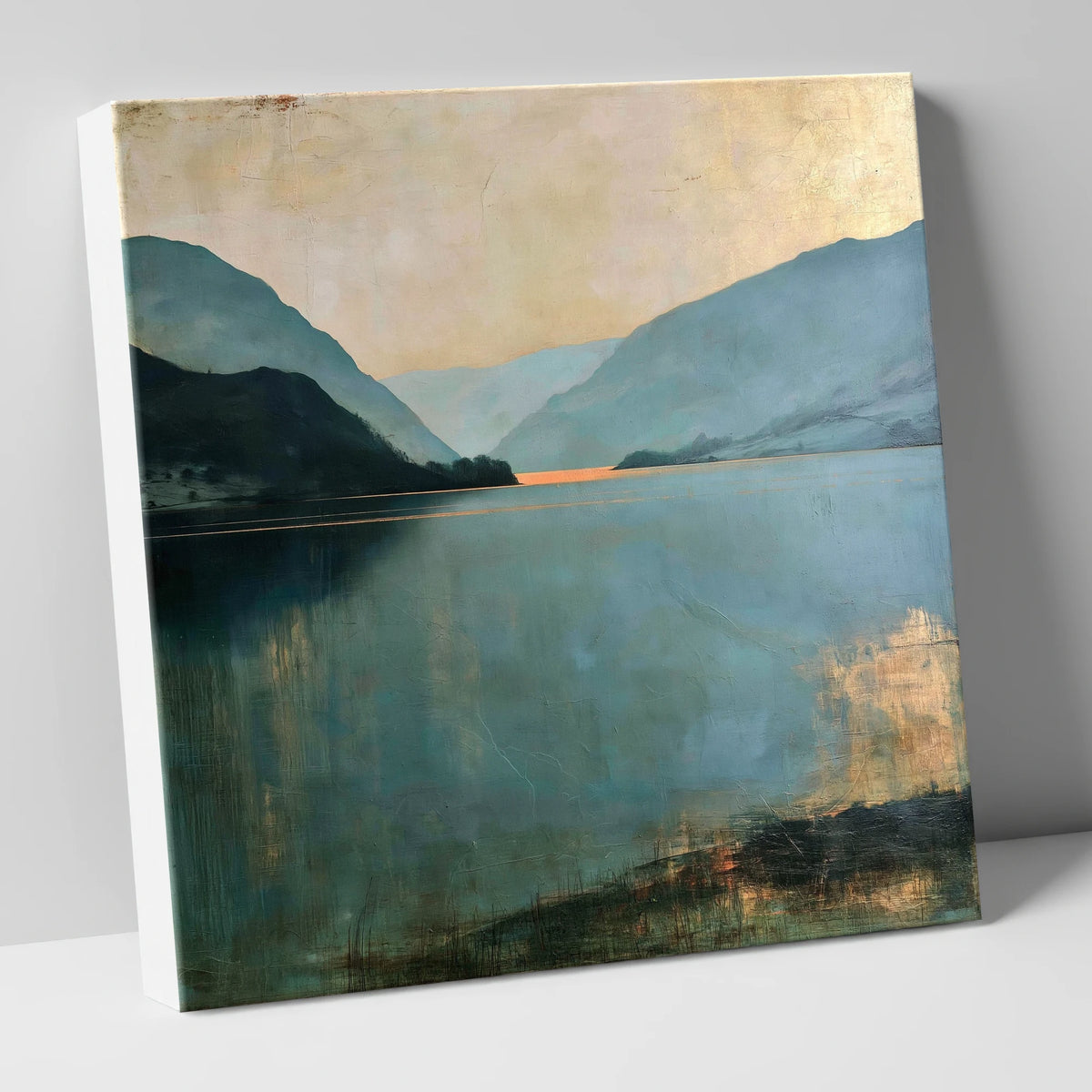 Ullswater Fells in Teal and Gold lake district lake canvas wall art