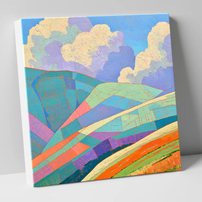 Geometric Fells Under Storm Clouds lake district sky canvas wall art