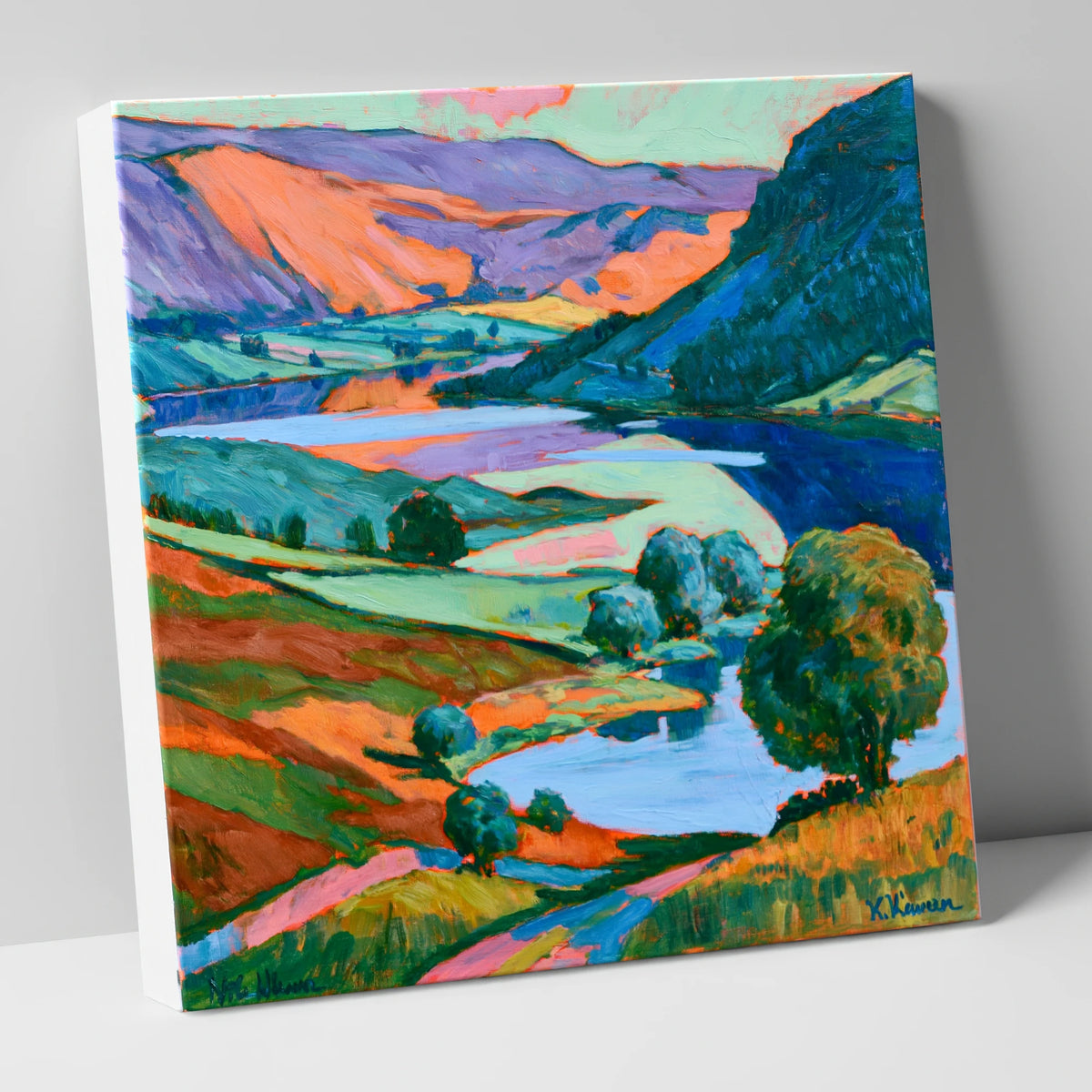 Vibrant Fells and Winding Lake lake district lake canvas wall art