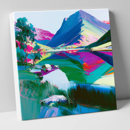 Vivid Lake District Mountain Reflection lake district fell canvas wall art