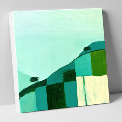 Misty Teal Mountain Ridge lake district fell canvas wall art