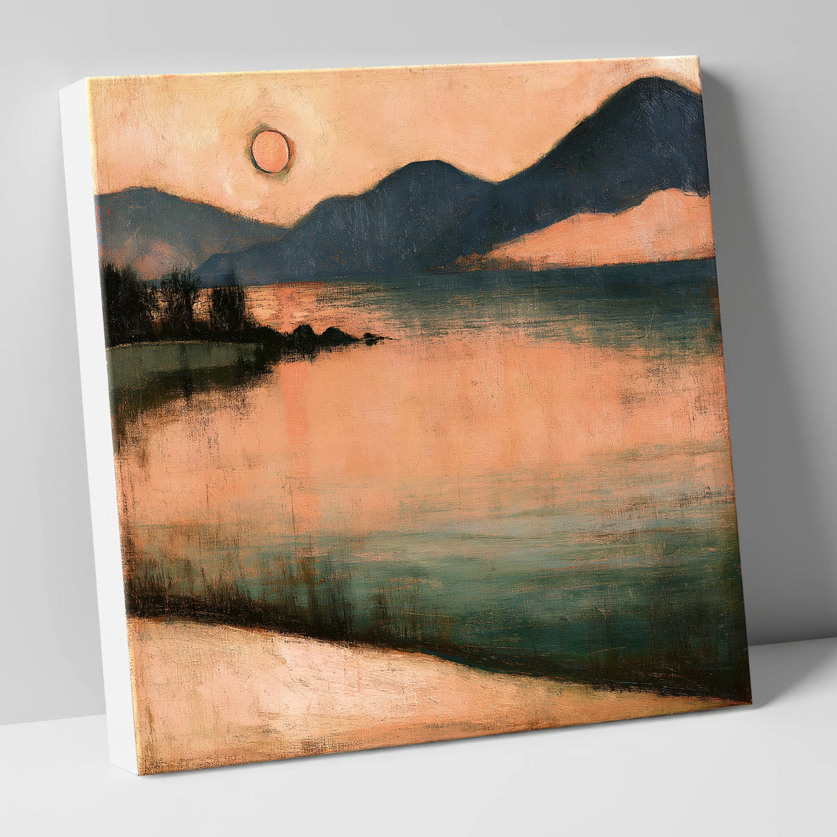 Terracotta Sunset Over Lakeland Water lake district lake canvas wall art