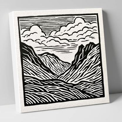 Monochrome Great Langdale Valley lake district valley canvas wall art