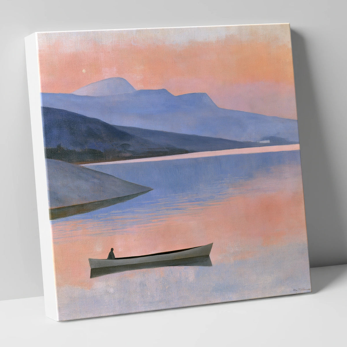 Twilight Lake with Lone Boat lake district lake canvas wall art