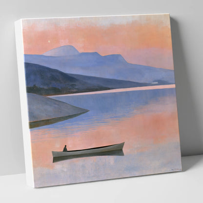 Twilight Lake with Lone Boat lake district lake canvas wall art