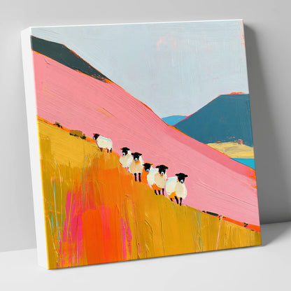 Vibrant Herdwick Sheep on Fellside lake district wildlife canvas wall art