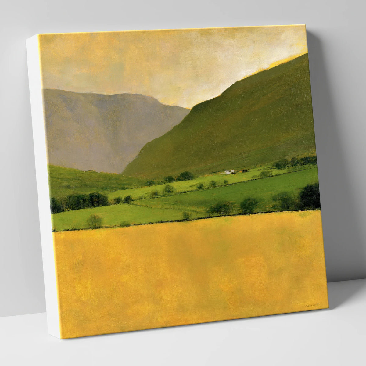 Golden Field Below the Fells lake district valley canvas wall art