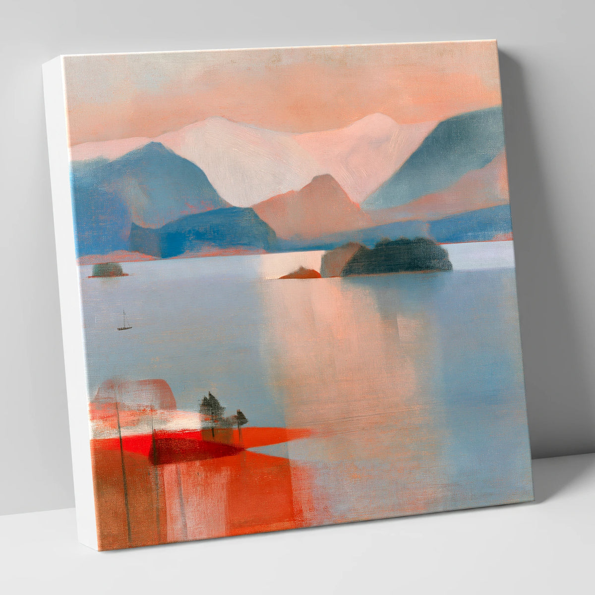 Derwentwater and Catbells Coral Dusk lake district lake canvas wall art