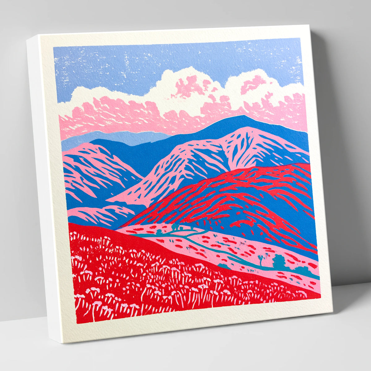 Red and Blue Rolling Fells lake district fell canvas wall art