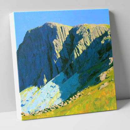 Sunlit Great End Rock Face lake district fell canvas wall art
