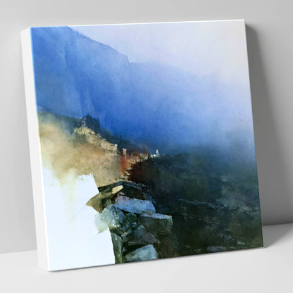 Valley Wall in Indigo Mist lake district valley canvas wall art