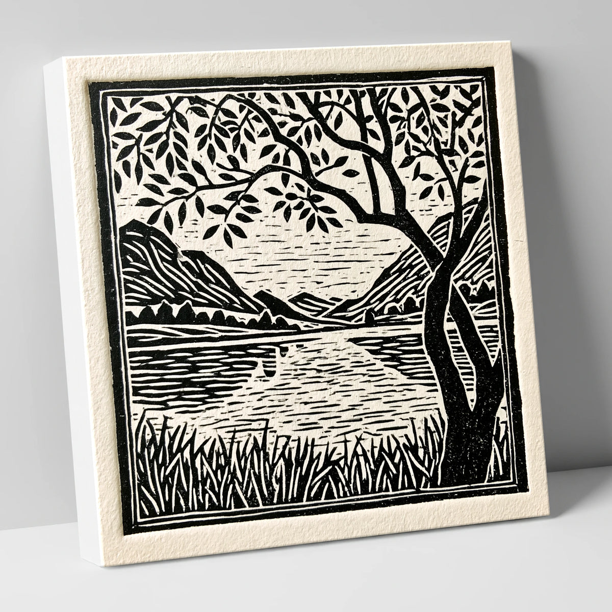 Still Dawn Lake in Monochrome lake district lake canvas wall art