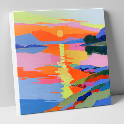 Vivid Sunset Over the Water lake district lake canvas wall art