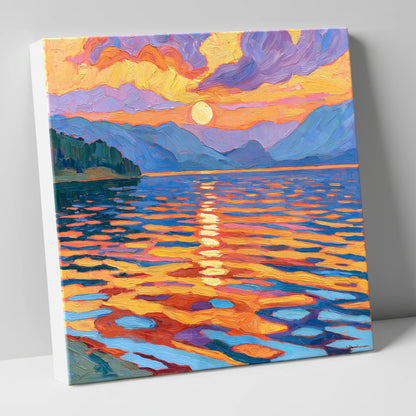 Vibrant Sunset Over Lake Water lake district lake canvas wall art