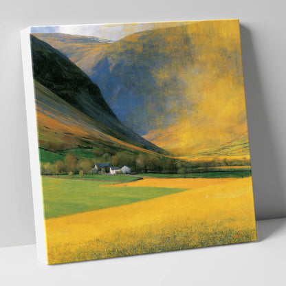 Golden Light Over Valley Fields lake district valley canvas wall art