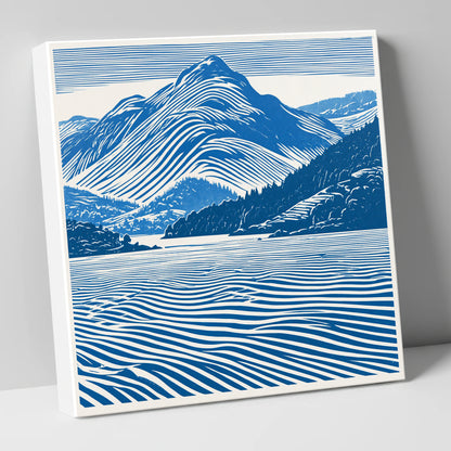 Catbells in Cobalt Blue lake district fell canvas wall art