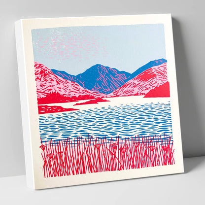 Vibrant Pink Fells and Lake lake district lake canvas wall art