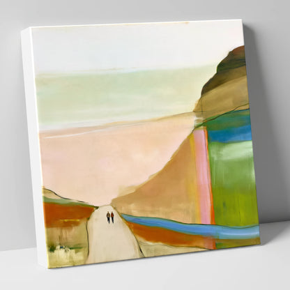 Walkers on a Bold Mountain Path lake district walking canvas wall art