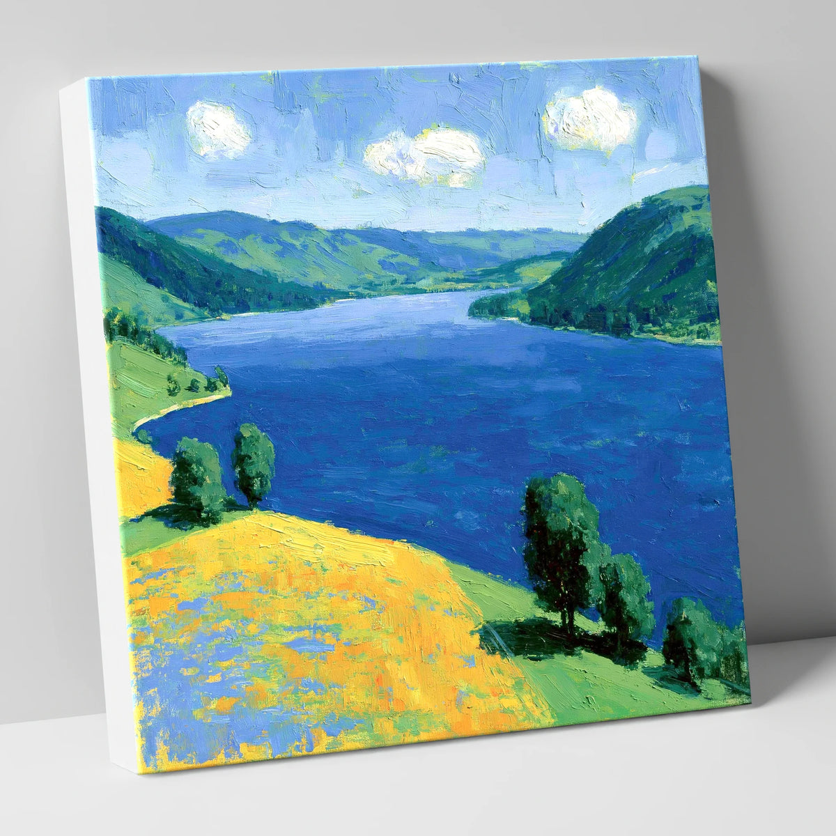 Deep Blue Lake and Sunlit Fells lake district lake canvas wall art
