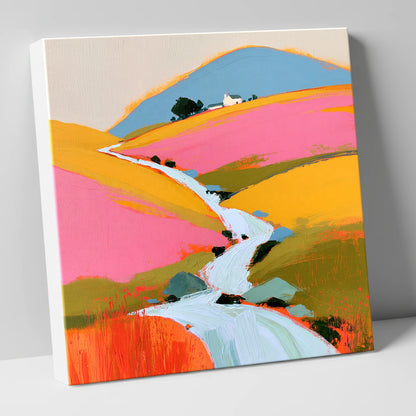 Colourful Fellside Beck and Cottage lake district waterfall canvas wall art